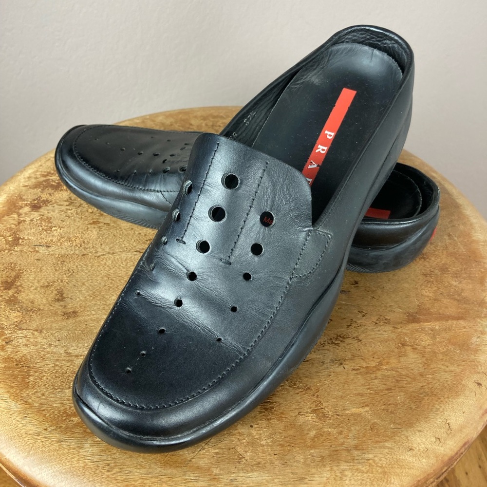 Prada Black Loafers -  Size 37 1/2